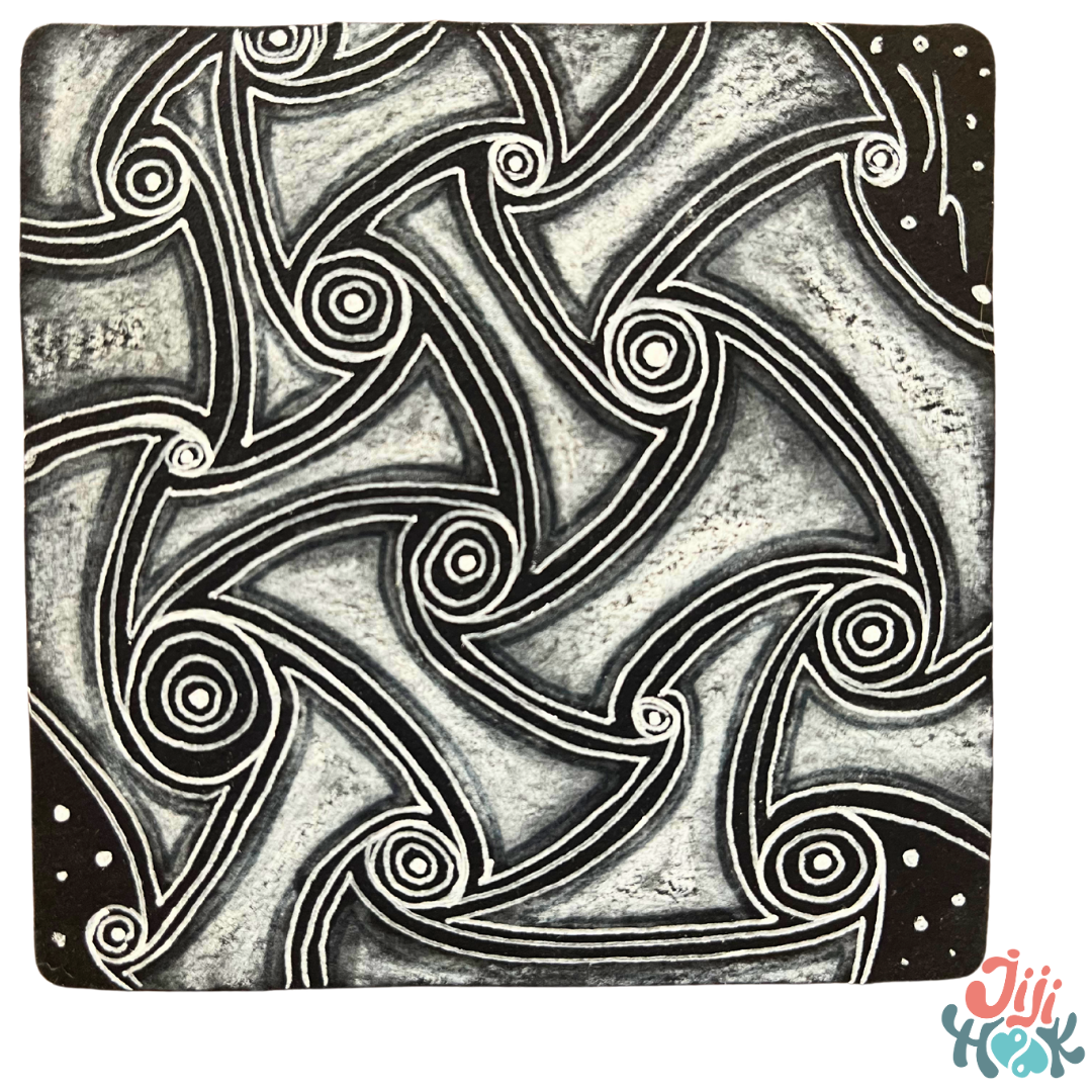 Motif Crazy Huggins sur papier noir