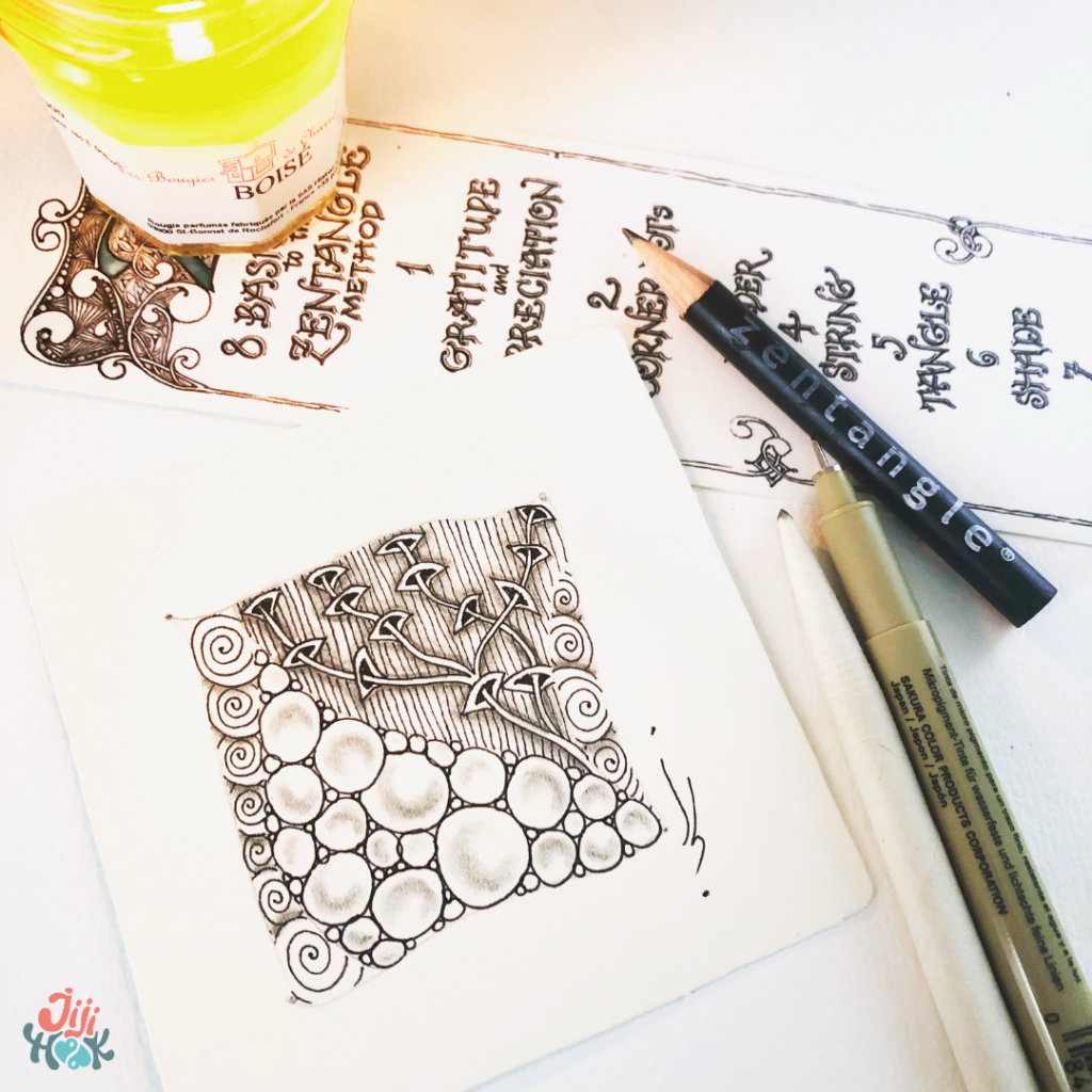 Tile zentangle classique carré avec motifs zentangle