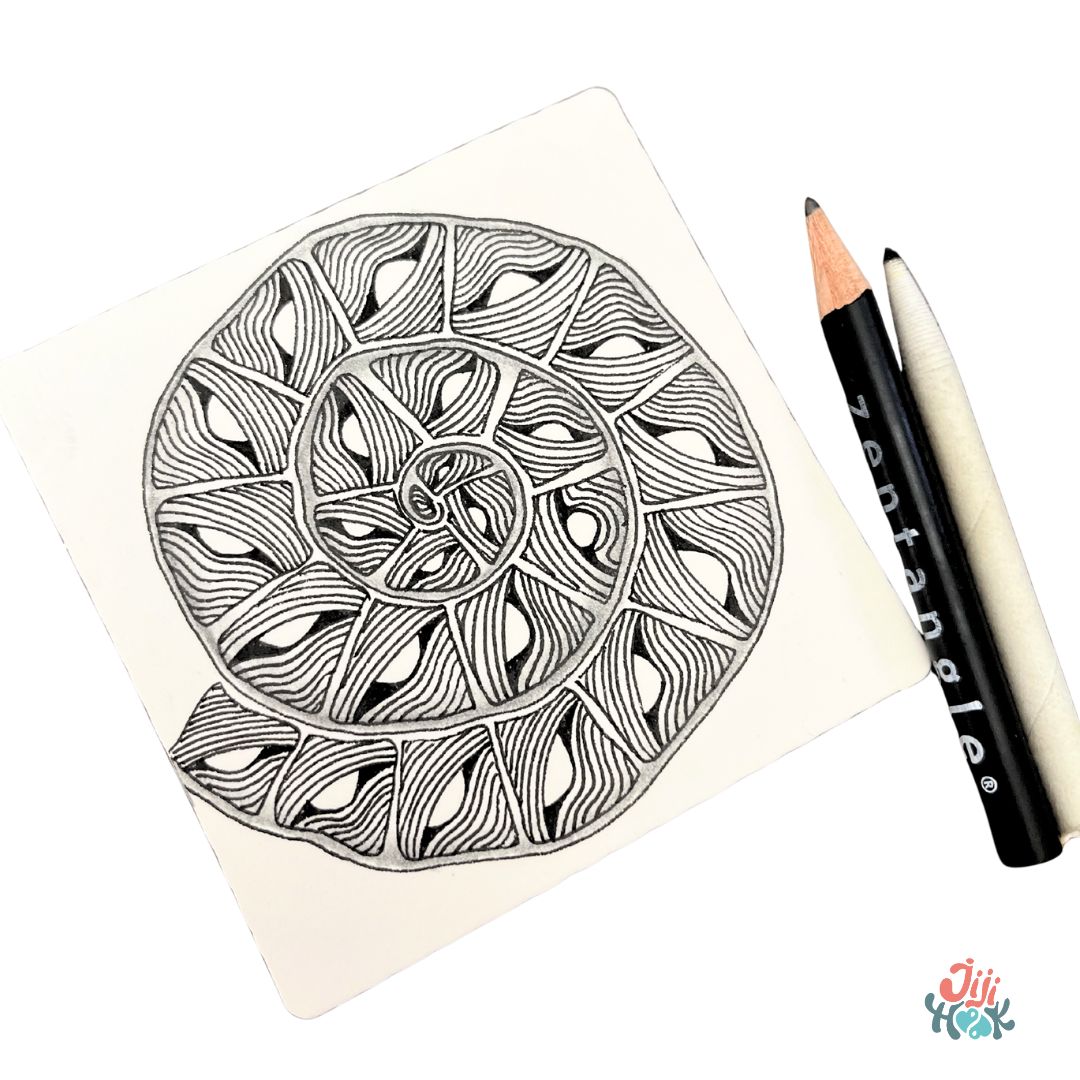 Variation de fragment Zentangle dans un réticule en losanges
