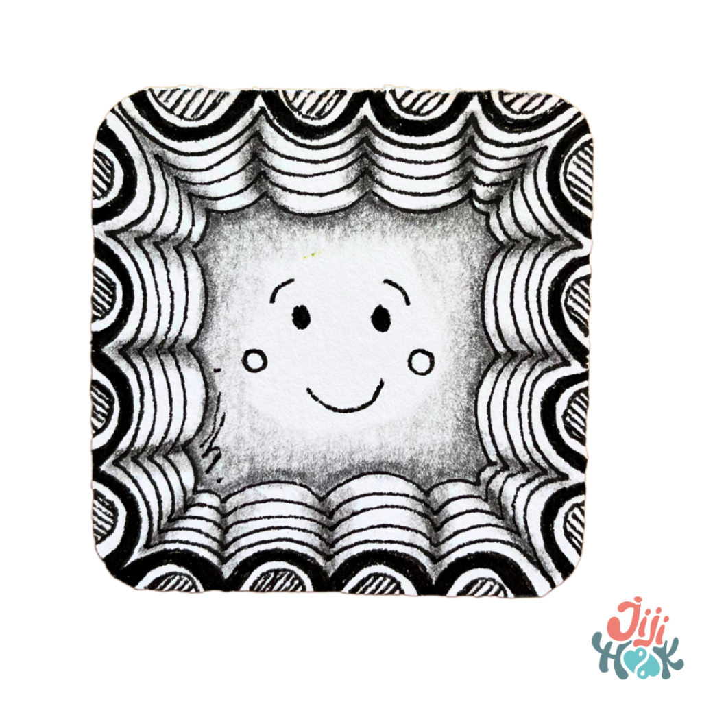 motif crescent moon en format bijou zentangle