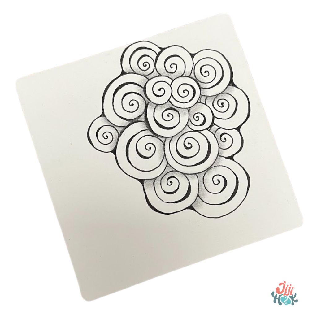 Ombre appliquée sur dessin motif zentangle fait par jijihook