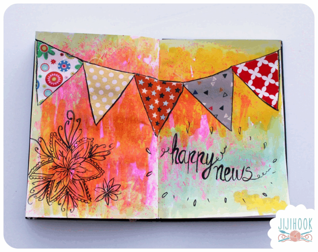 artjournal et mixed media :guirlande de couleur joyeuse