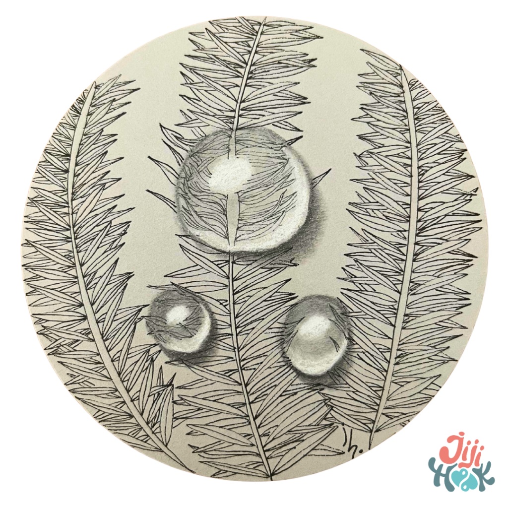 Tuile zendala grise, extrait de l’atelier “Des gouttes et des couleurs”