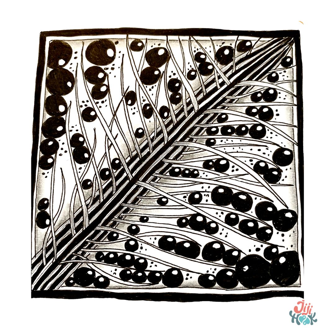 motif zentangle en noir et blanc, activités seniors 