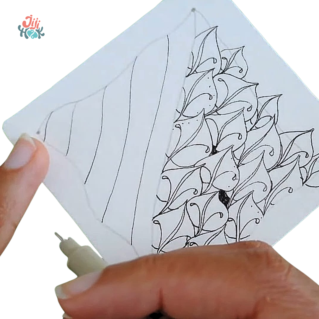 traçage des parallèle pour faire un motif Zentangle Jonqal
